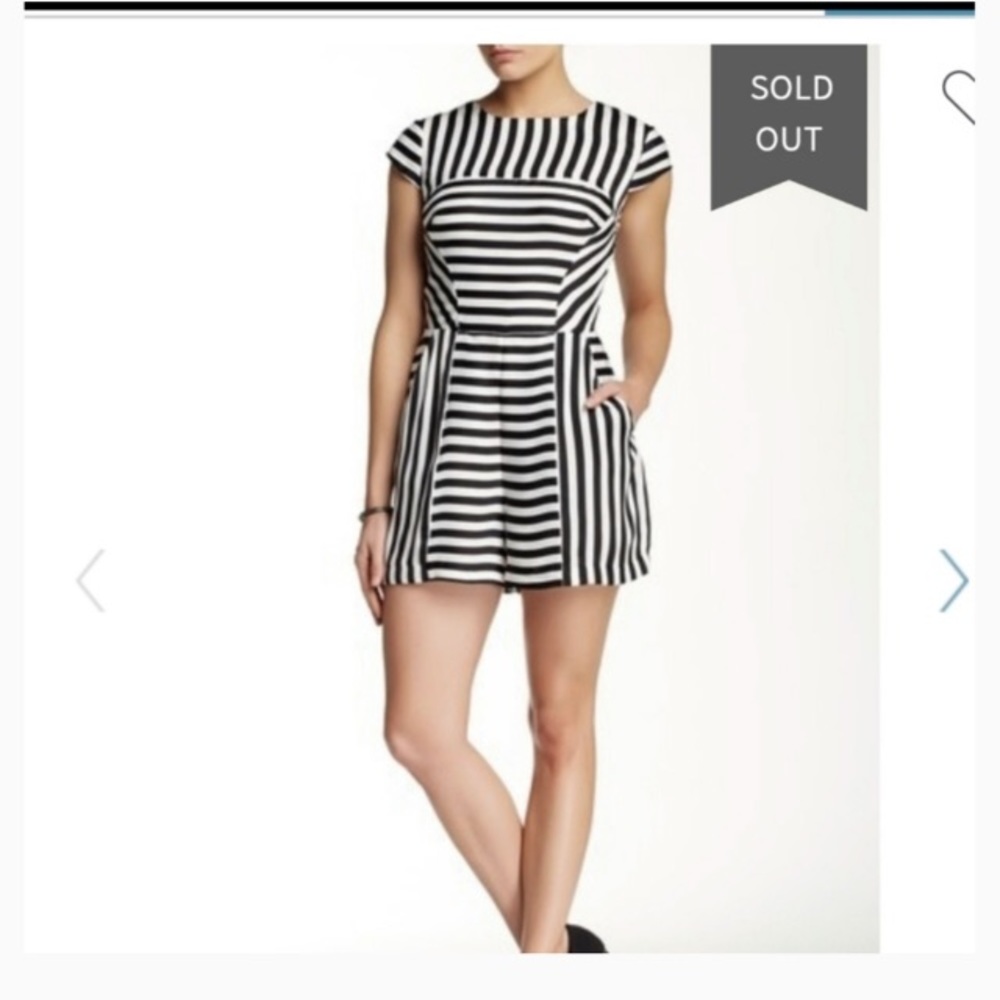 Striped Black & White Short Sleeve Romper